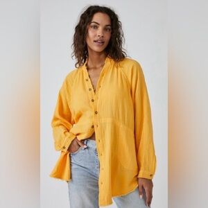 NWT Free People Summer Daydream Buttondown Cotton Shirt SZ LG